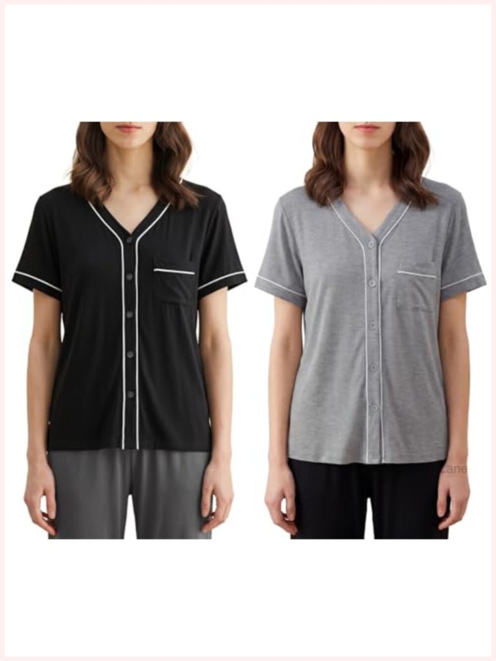 Bamboo Viscose Pajama Top Short Sleeve Button Down Sleep Shirt Relaxed Fit